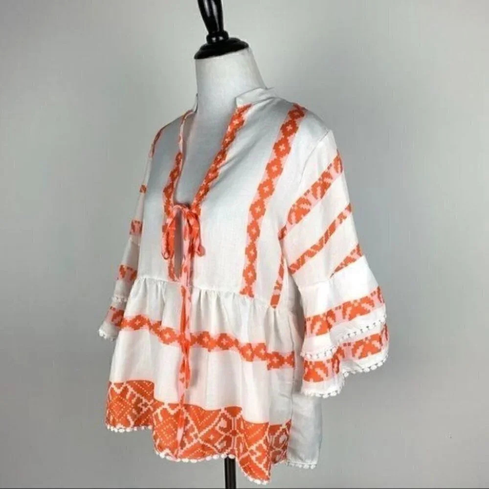 Misslook top size S Orange white peasant festival - Picture 9 of 13
